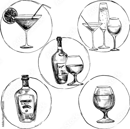 set of alcohol drinks
