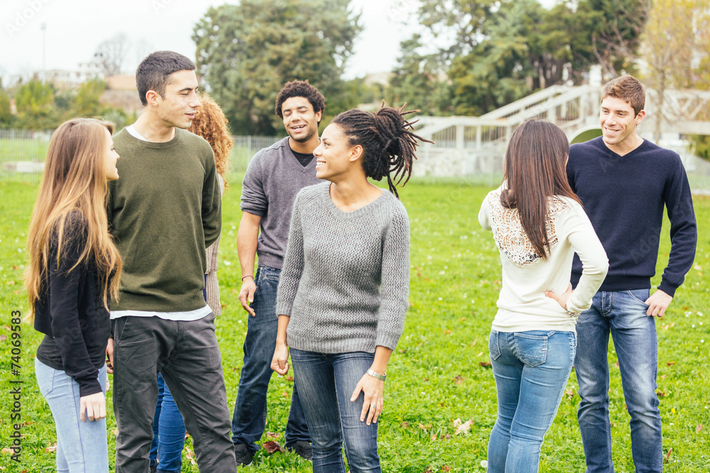 Multiethnic Group of Friends at Park