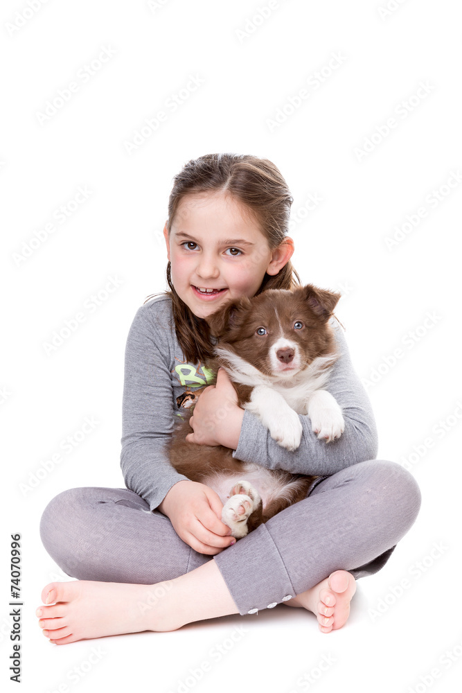little girl with a border collie little girl with a border collie