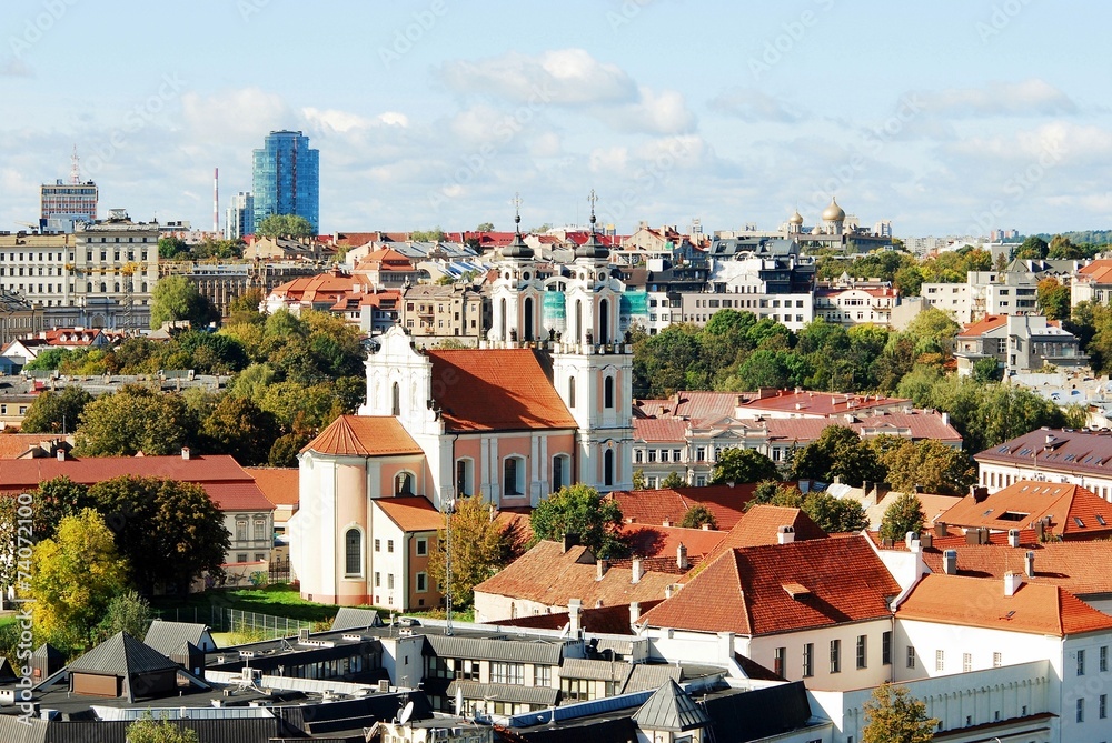 Obraz premium Vilnius city aerial view from Vilnius University tower