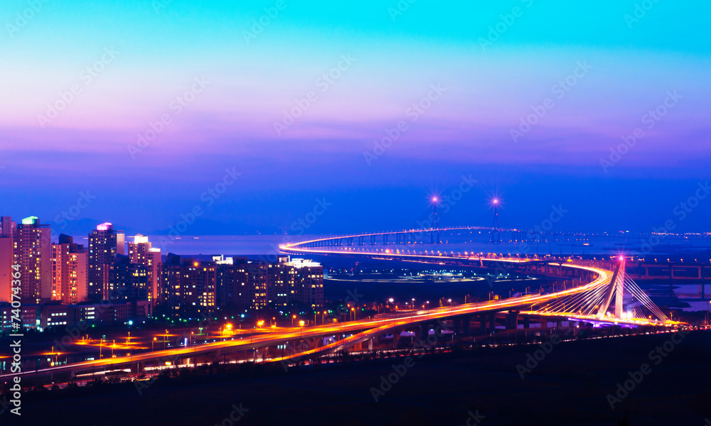 Fototapeta premium incheon bridge and sunset