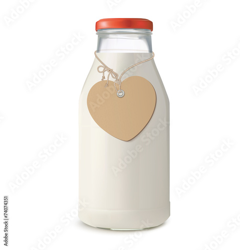 Bottles of milk with the label isolated on white