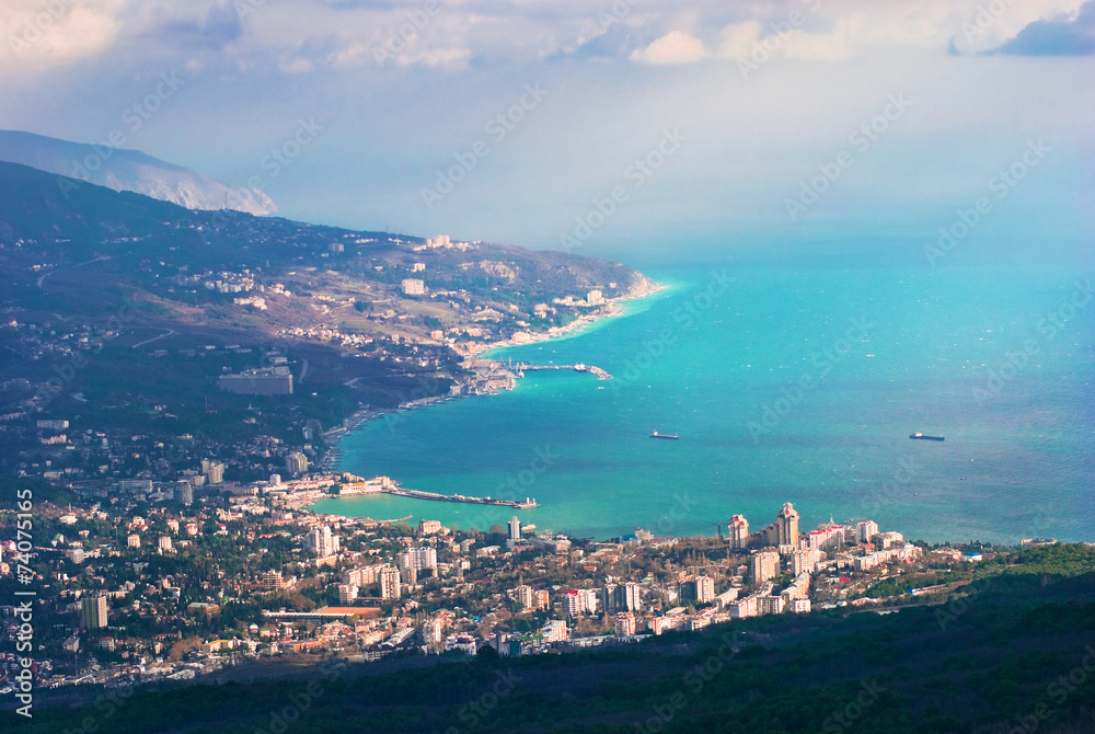 Overall aerial view of Yalta, Crimea