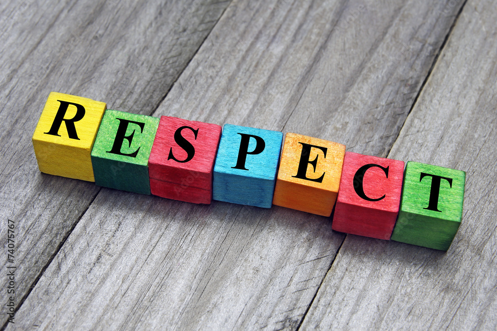 concept of respect word on colorful wooden cubes - obrazy, fototapety, plakaty 