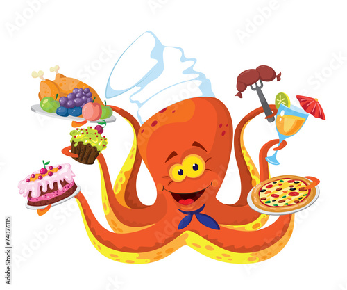 funny octopus cook