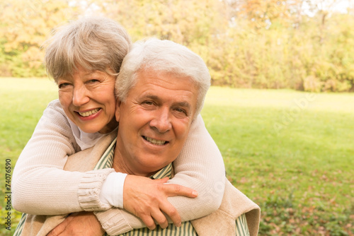 Embracing Senior couple