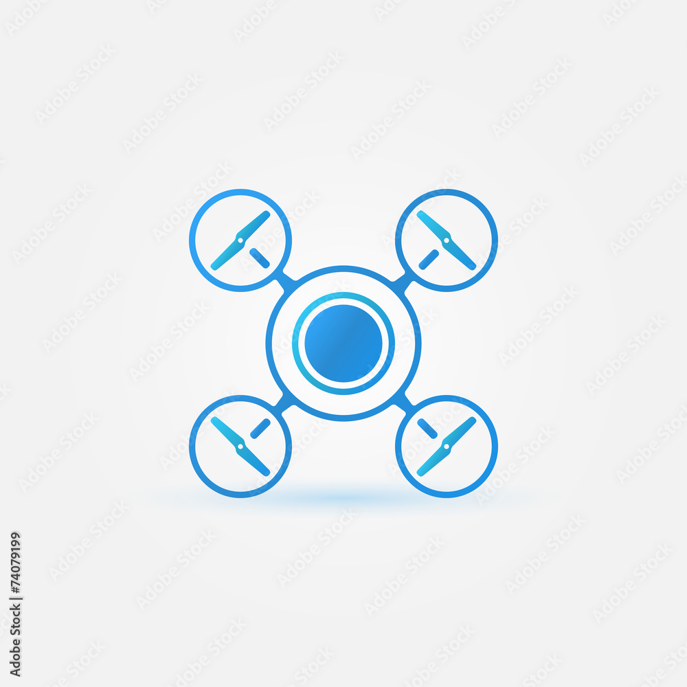 Quadrocopter blue vector icon Quadrocopter blue vector icon