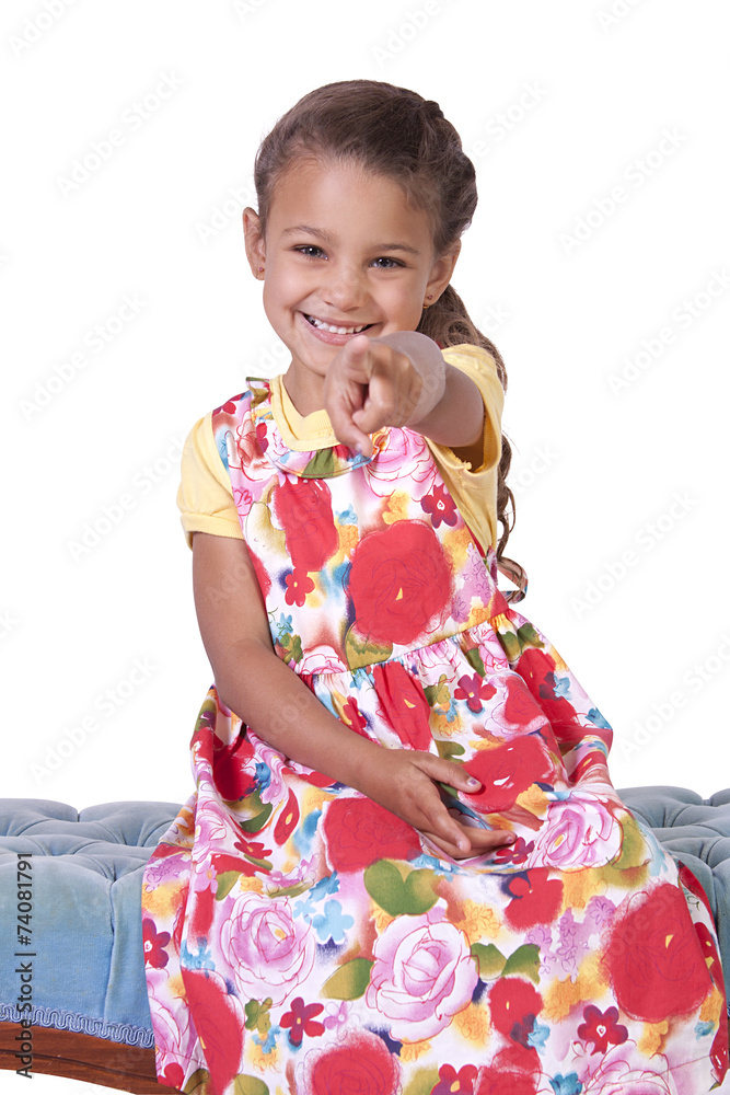 Beautiful Cute Little Girl Posing on an Isolated Background