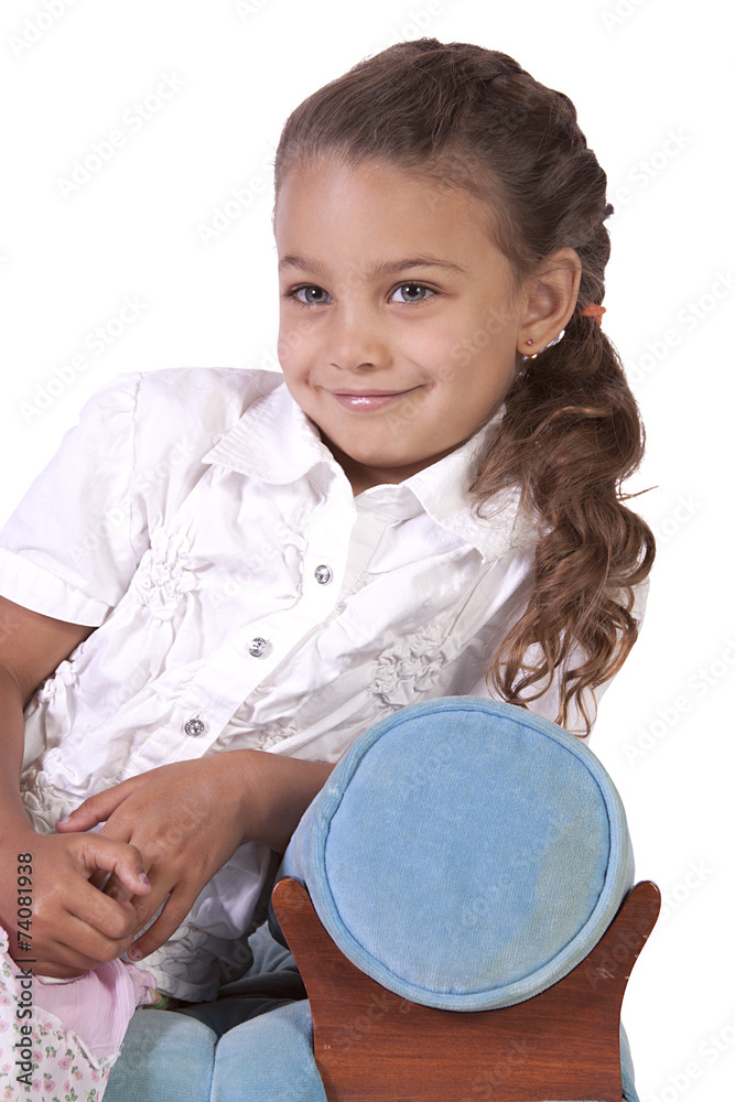 Beautiful Cute Little Girl Posing on an Isolated Background Beautiful Cute Little Girl Posing on an Isolated Background