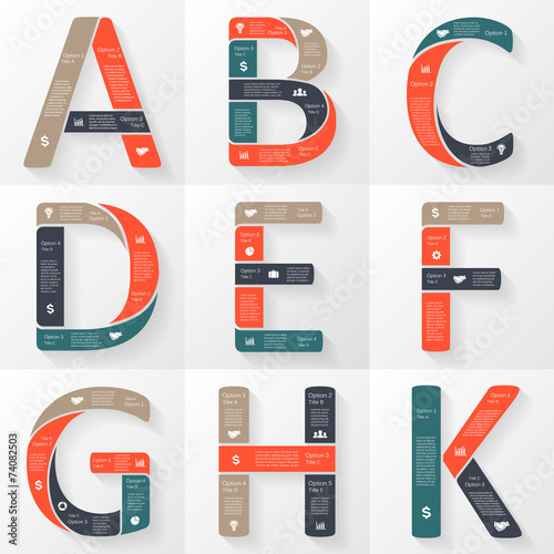 Vector font infographic, diagram with letters