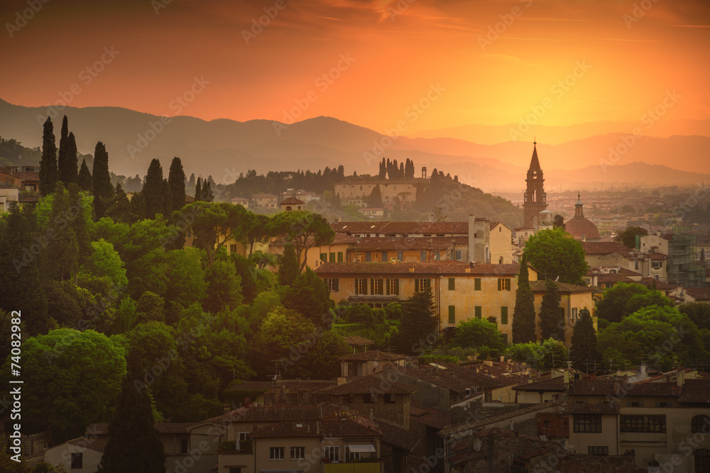 Naklejka premium Beautiful sunset in Florence, Italy