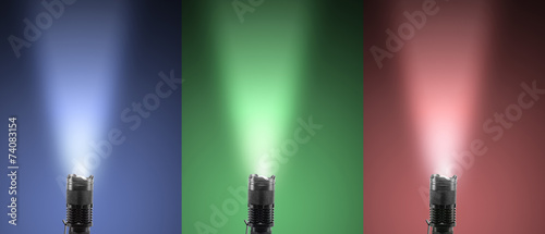 Led torch with colored beam of light