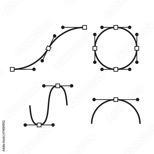 Bezier Curve Icons Set. Designer work tools. Vector