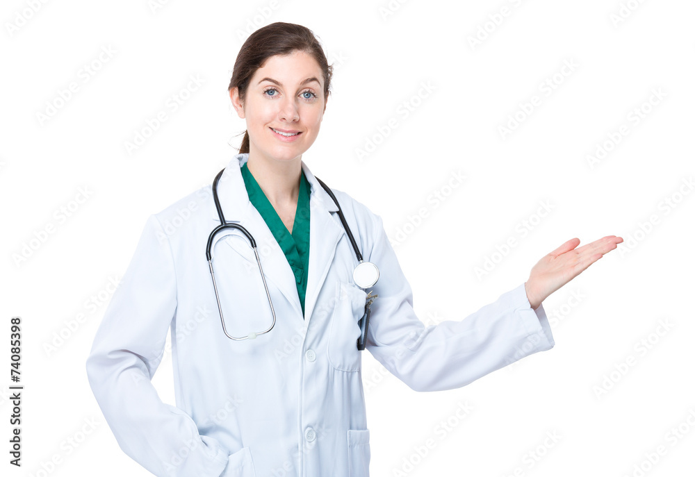 Doctor with hand presentation Doctor with hand presentation