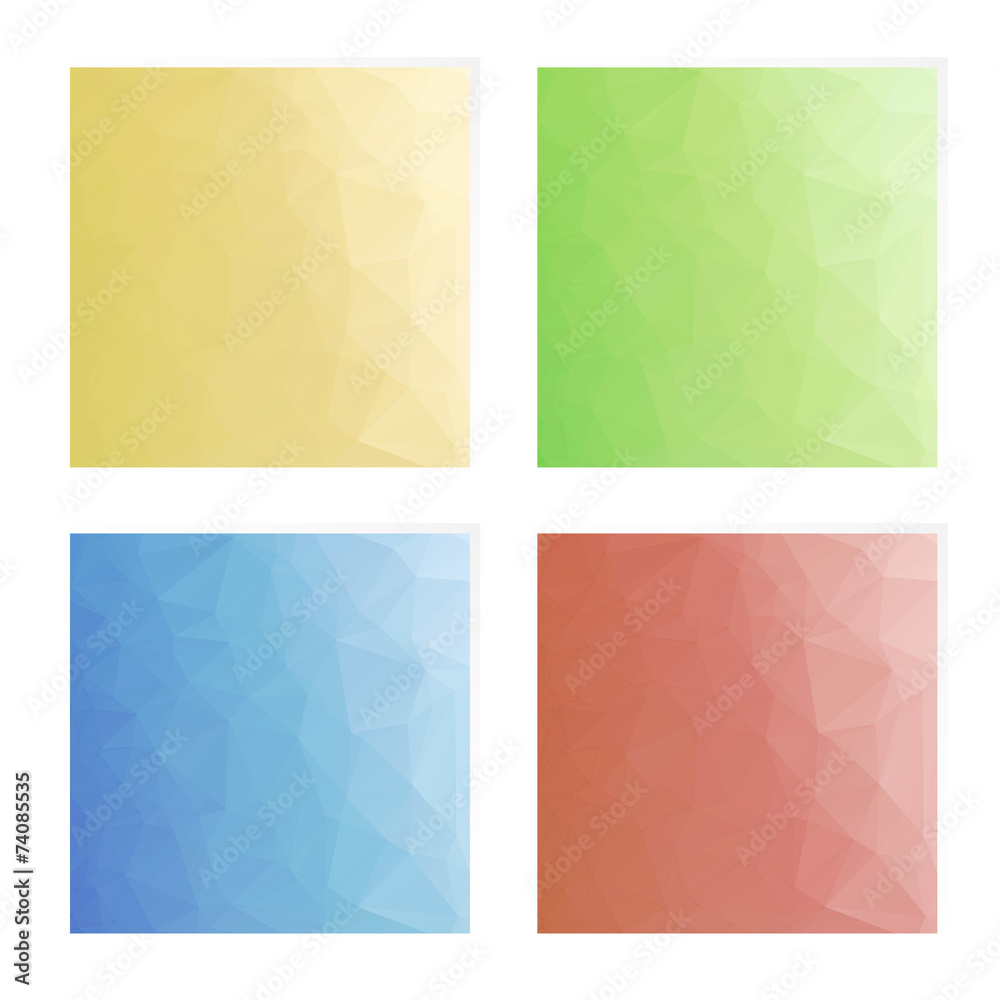 set of four triangle textured colorful geometrical backgrounds