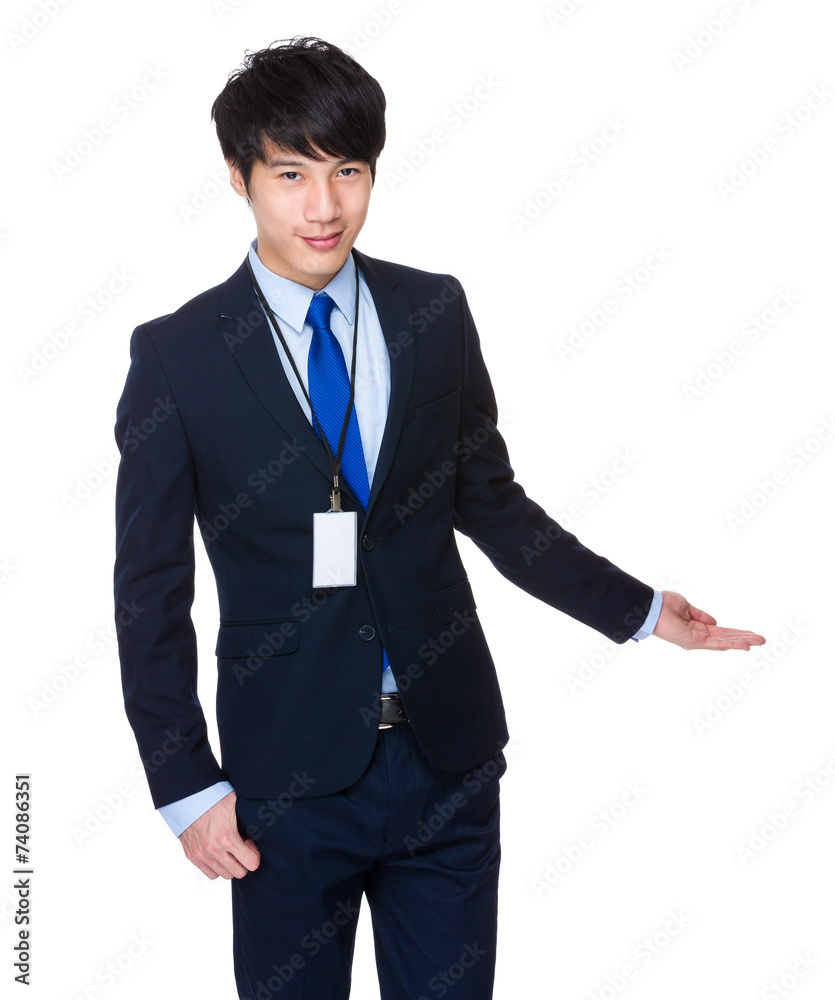 Asian Businessman with finger point up Asian Businessman with finger point up