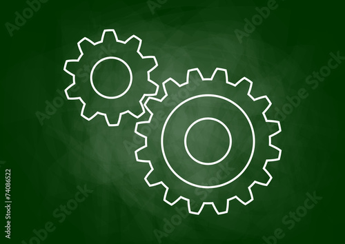 Industrial drawing on blackboard