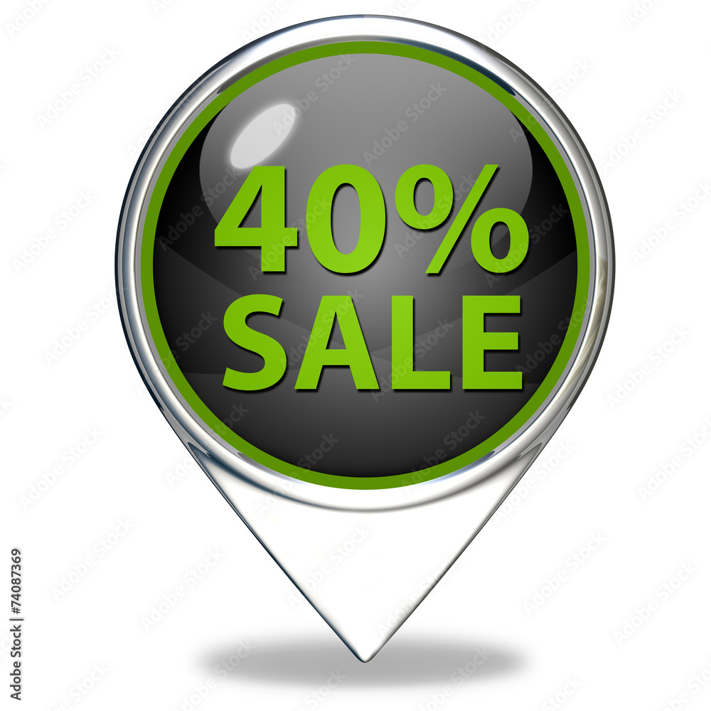 Sale forty percent pointer icon on white background Sale forty percent pointer icon on white background