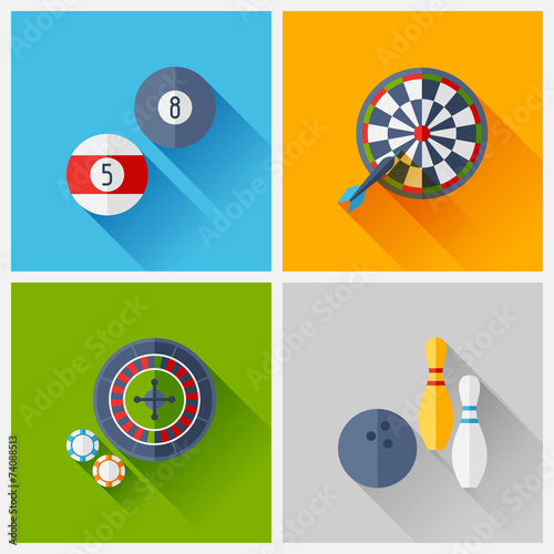 Set of game icons in flat design style.