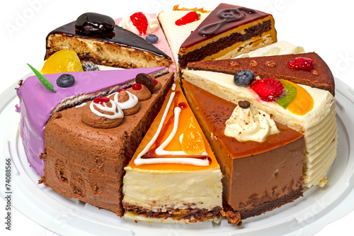 Different pieces of cake on a plate