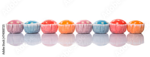Colorful steamed rice polka dot muffin or apam polka do