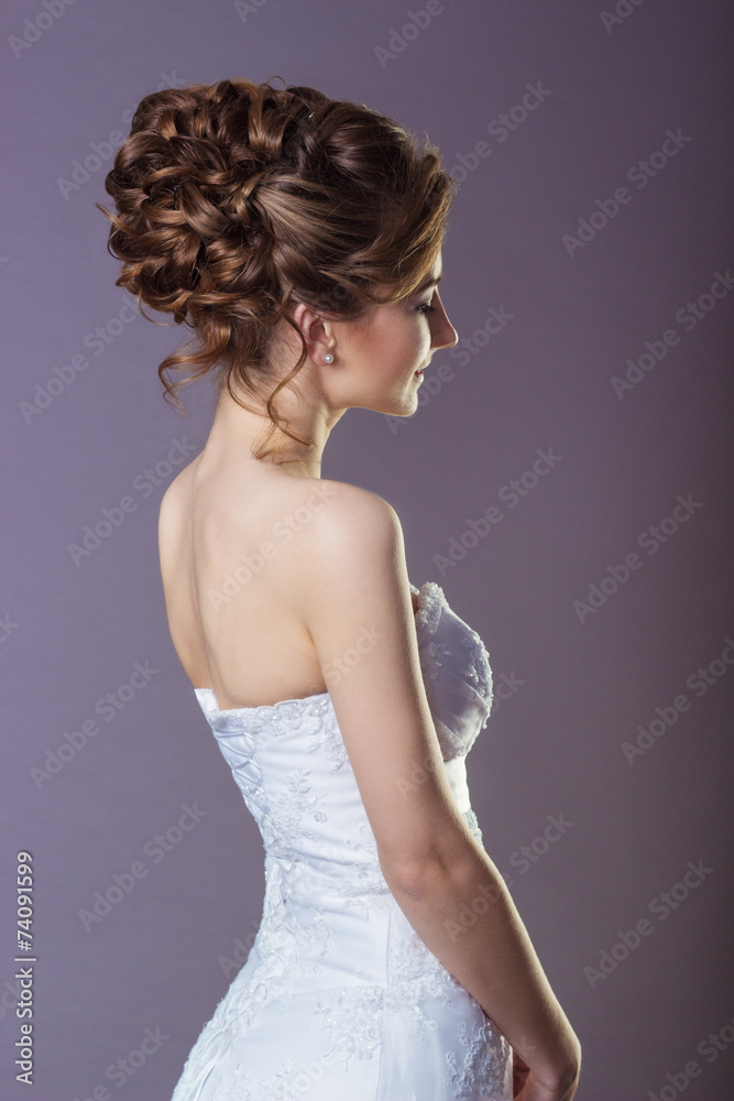 beautiful gentle and elegant girl women bride in a white dress