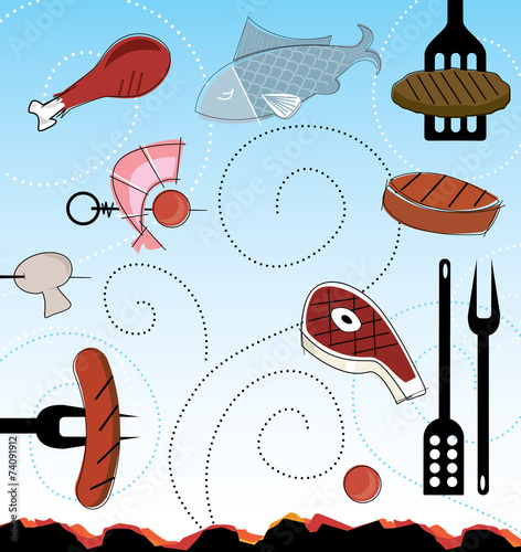 Retro-style Barbeque Icons