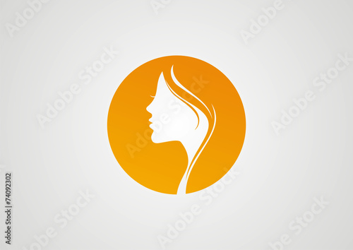Woman face and hair care logo vector