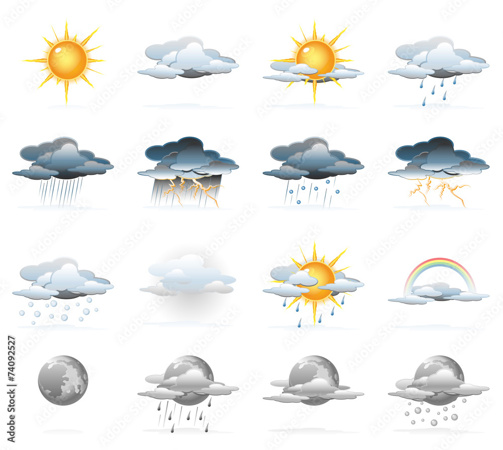 Weather icons - obrazy, fototapety, plakaty 