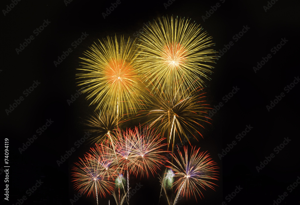 Colorful firework display. Happy New Year 2115