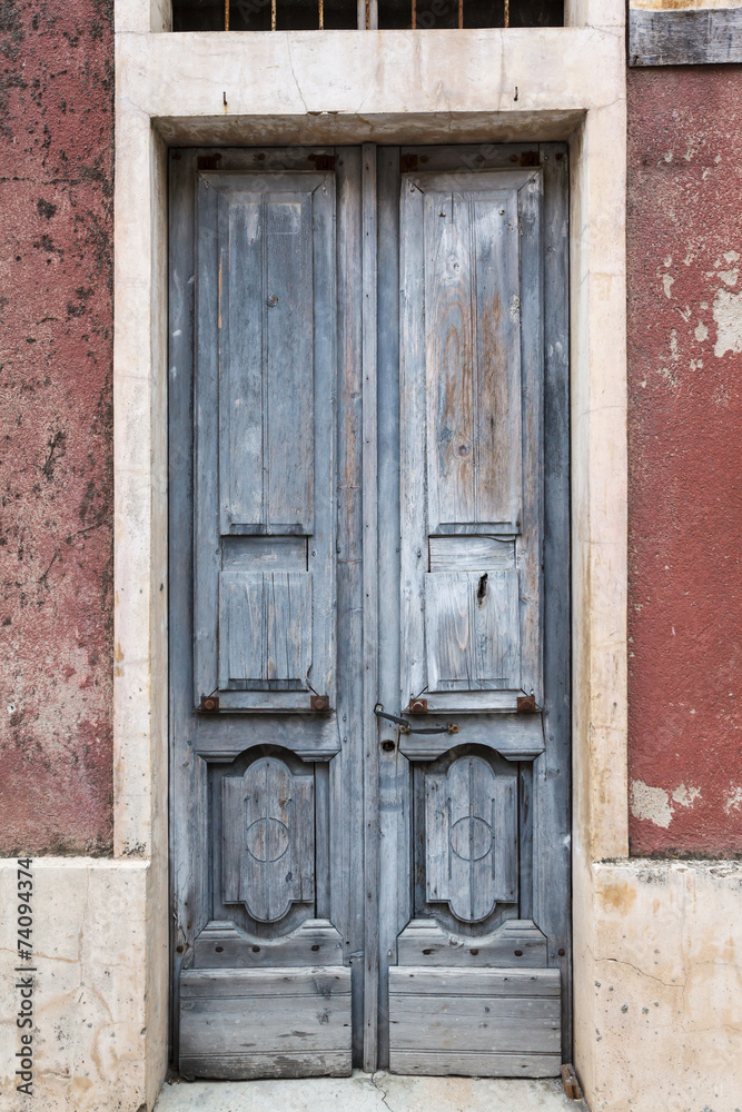 old vintage green wooden door