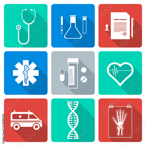 vector various flat white silhouette medical icons