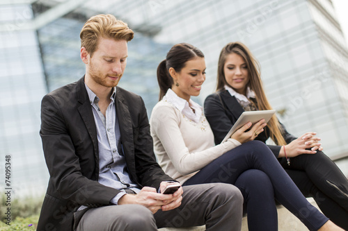 Young business people outdoors