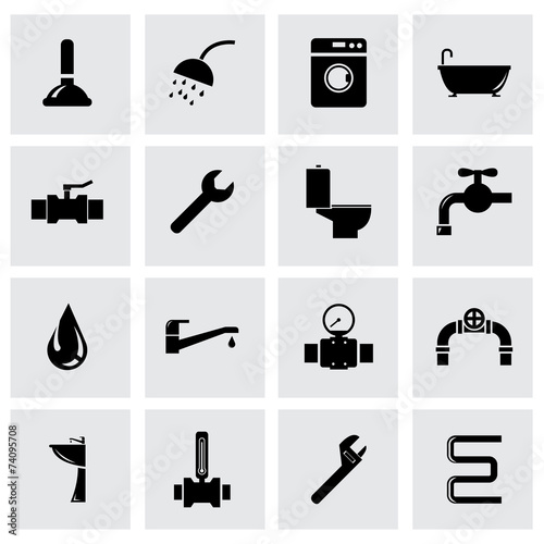 Vector black plumbing icon set