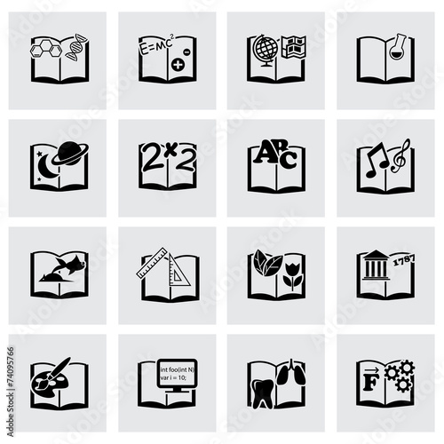 Vector black schoolbook icon set