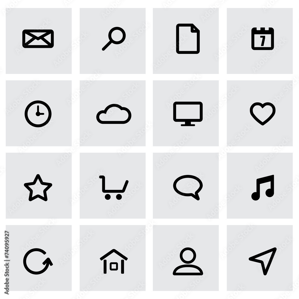 Fototapeta premium Vector black universal icon set