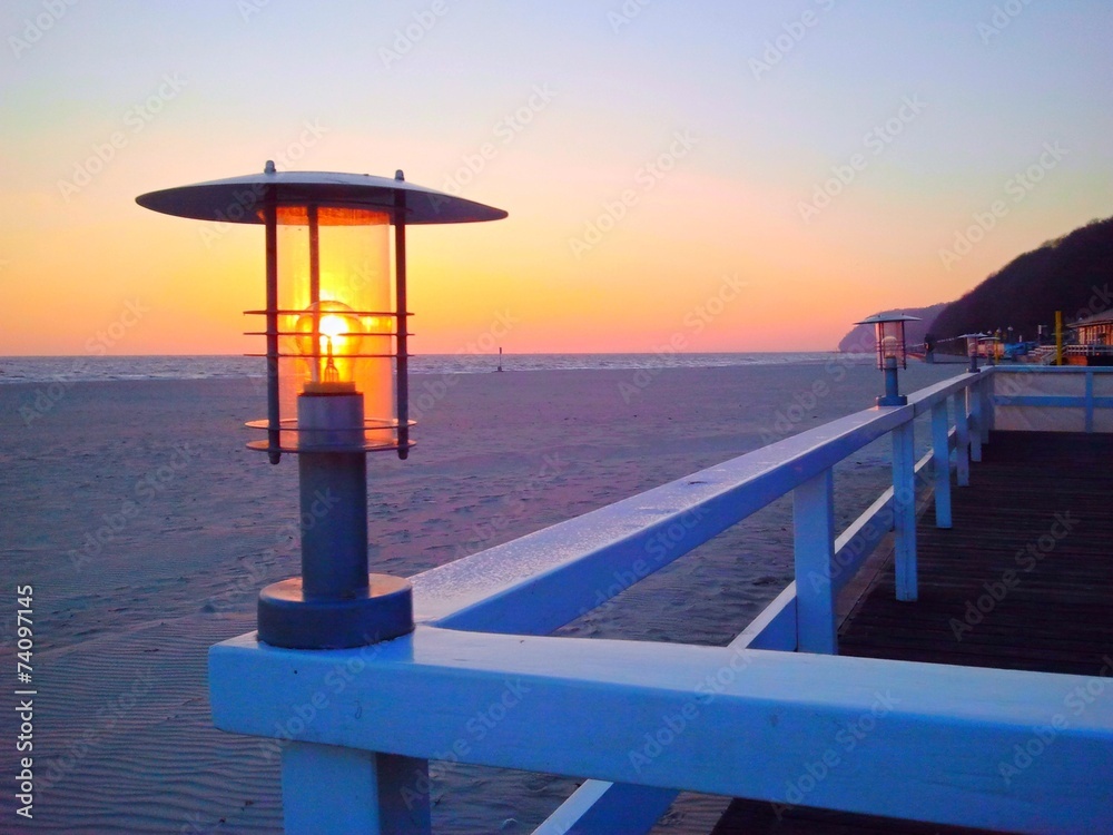 Little beach lantern at sun rise