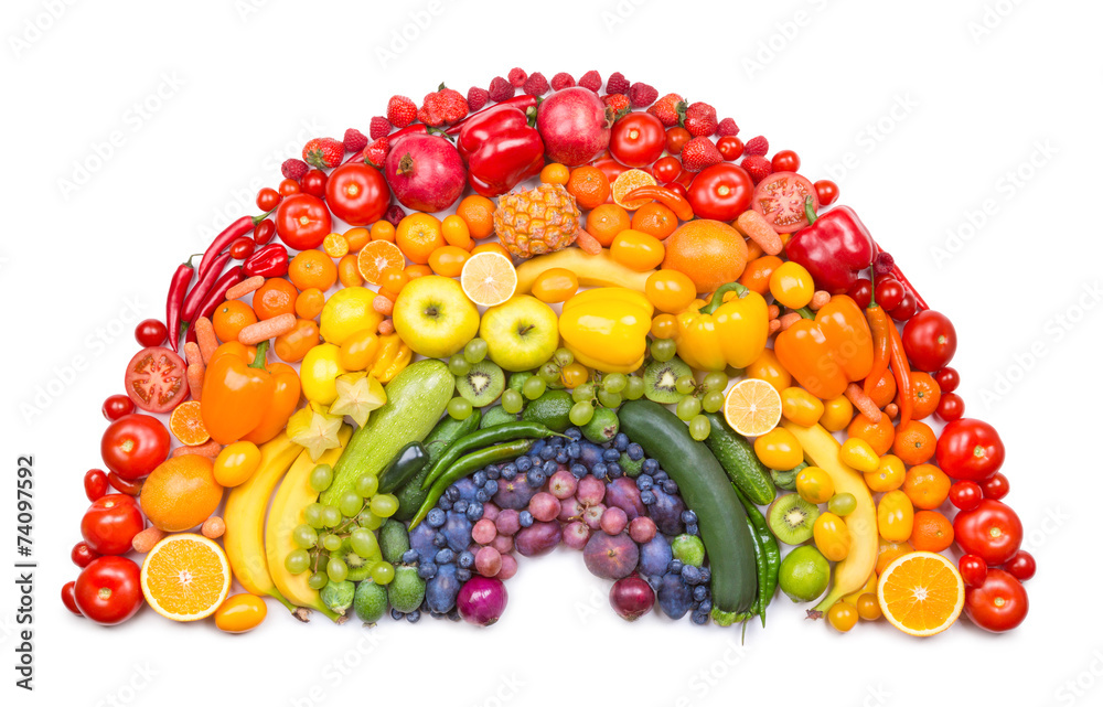 Fototapeta tęcza z owoców i warzyw