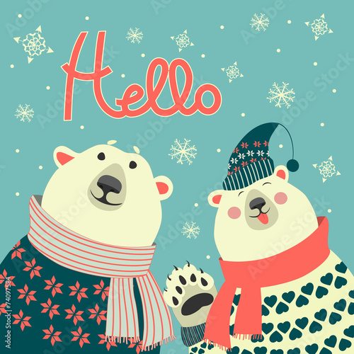 Polar bears say hello