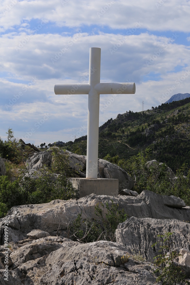 Cross above Makarska in Croatia