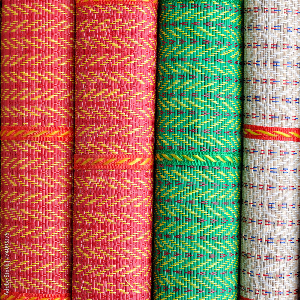 Colorful Thai mat stacking, for web background.