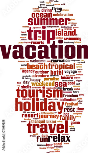 Vacation word cloud concept. Vector illustration