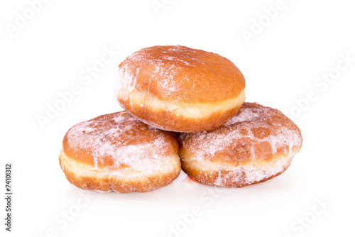Fresh fried donuts with powdered sugar