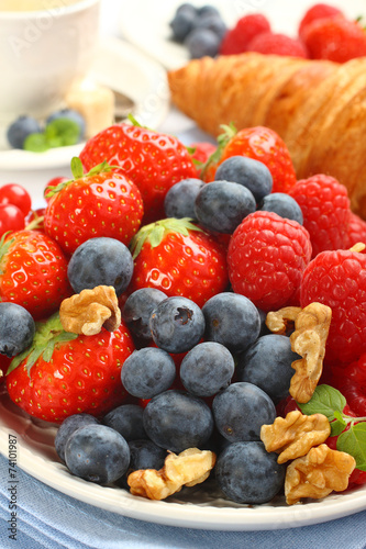 Fresh berries on plate for breakfast