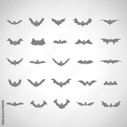 Bat Set - Isolated On Gray Background