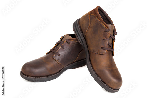man leather brown shoe