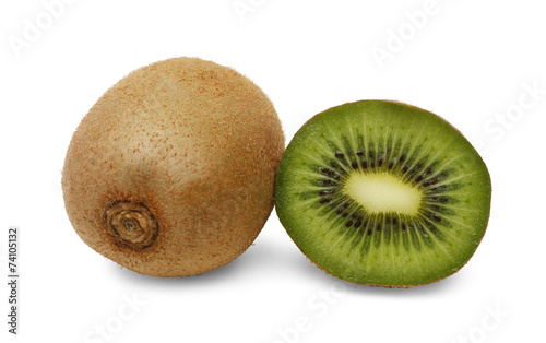 two kiwis on white background