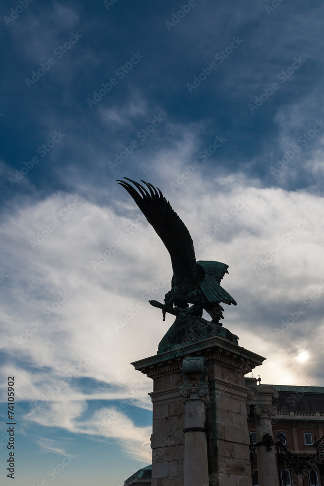 Statue of a Turul bird in the Buda Castle, Budapest
