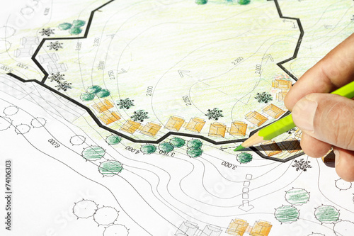 Landscape Architect Designing on site analysis plan