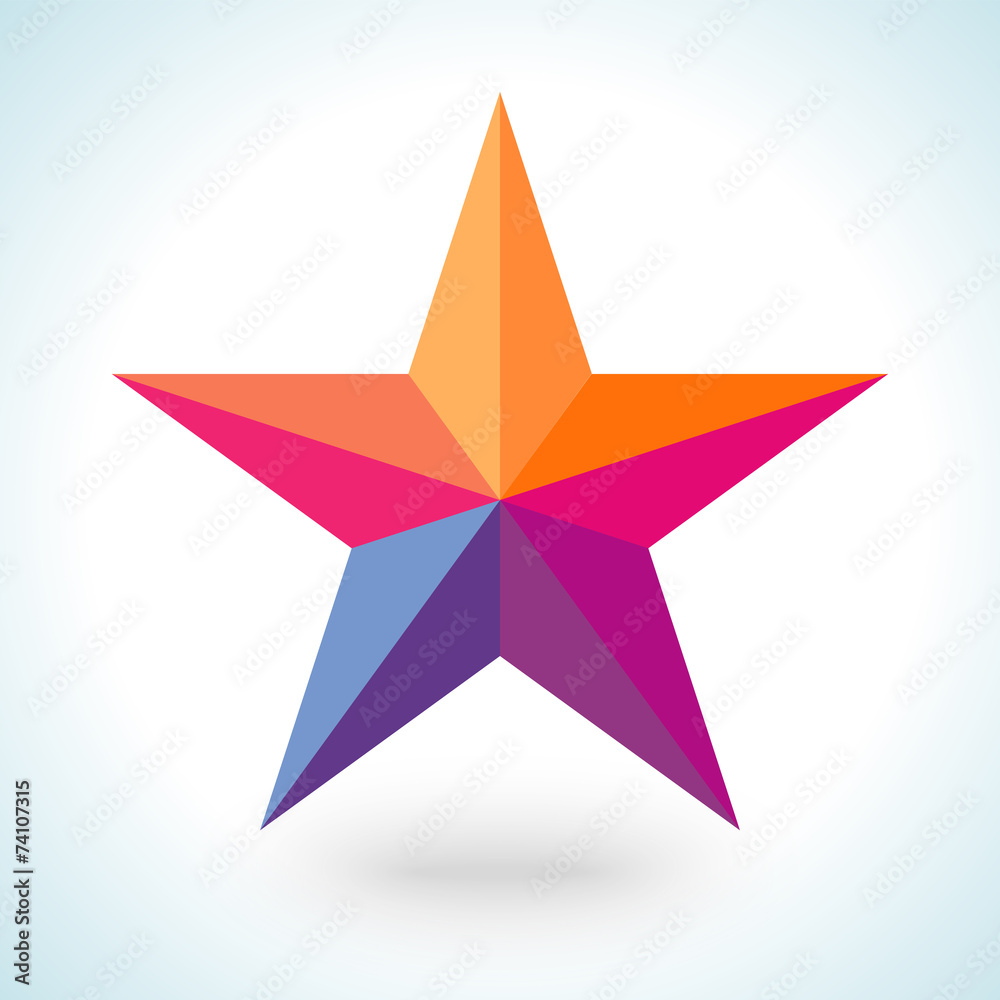 Bright colorful star shape in modern polygonal crystal style Bright colorful star shape in modern polygonal crystal style